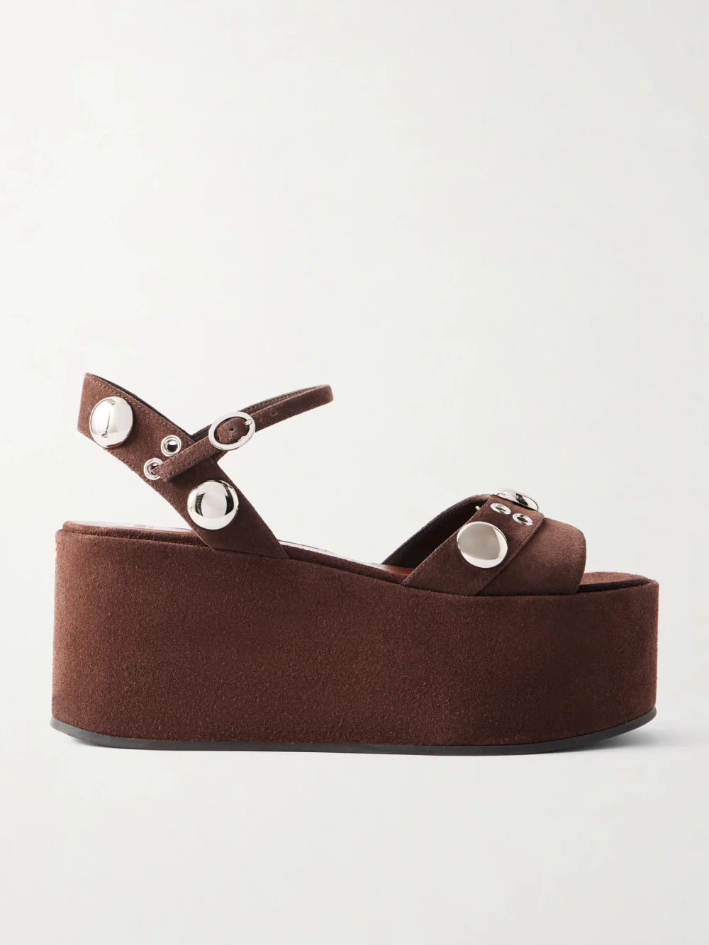 Valentino Garavani Nellcôte 65 Embellished Suede Platform Sandals in chocolate