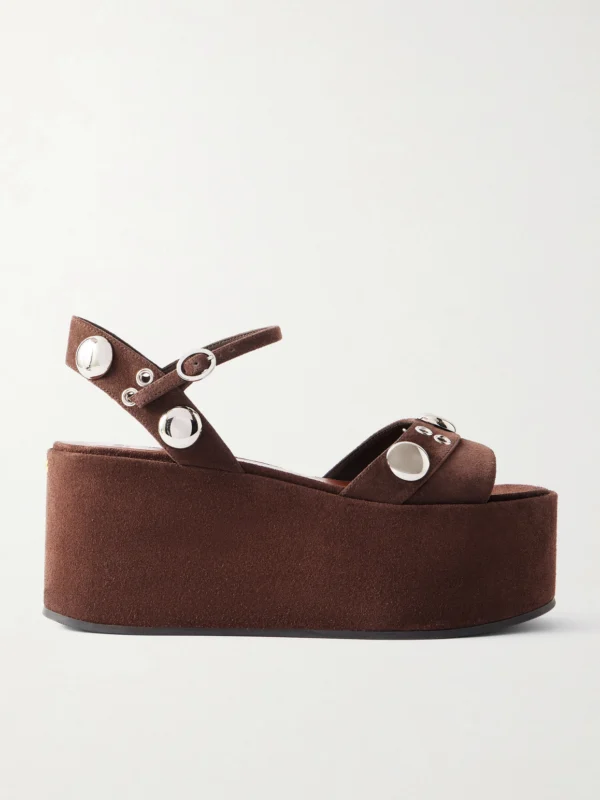 Valentino Garavani Nellcôte 65 Embellished Suede Platform Sandals