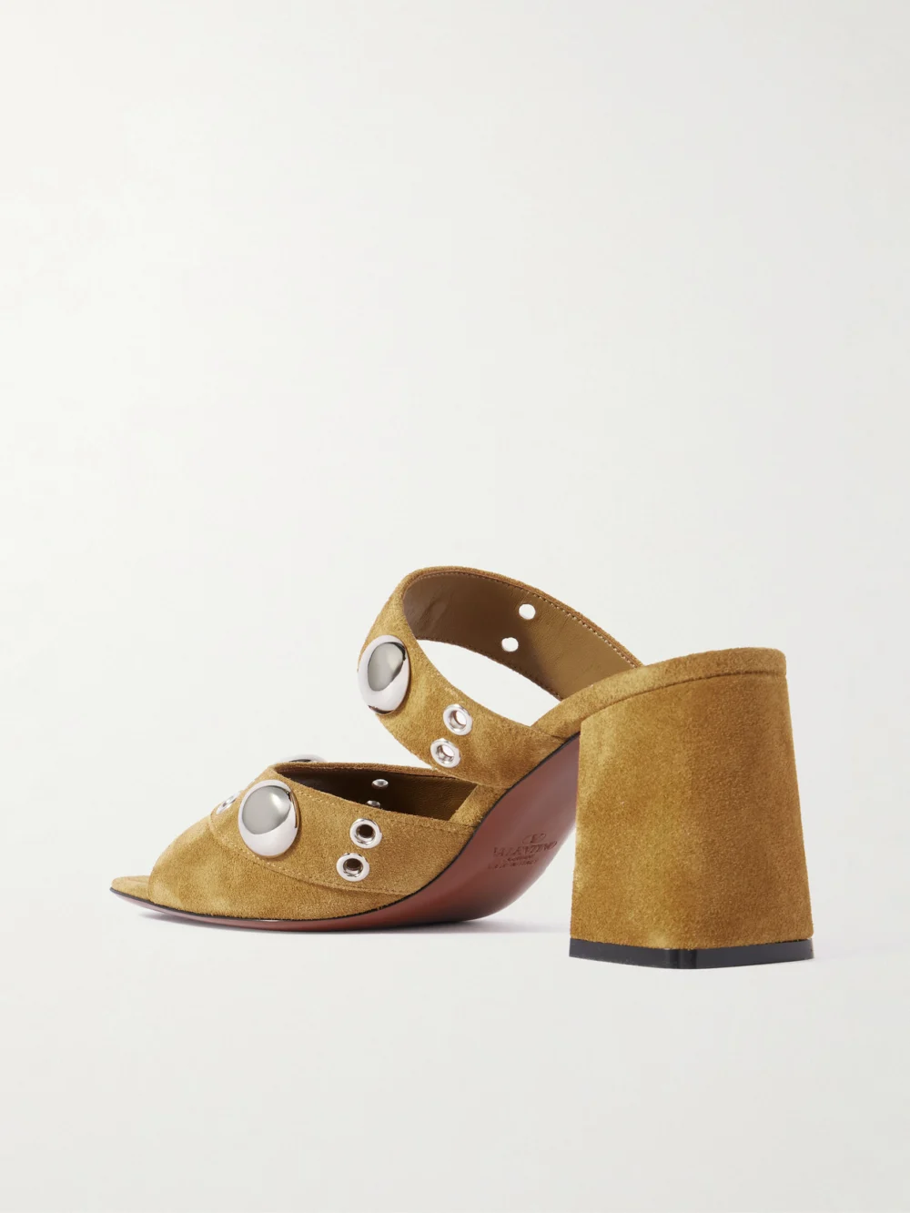 Back view of the Valentino Garavani Nellcôte 75 Embellished Suede Mules