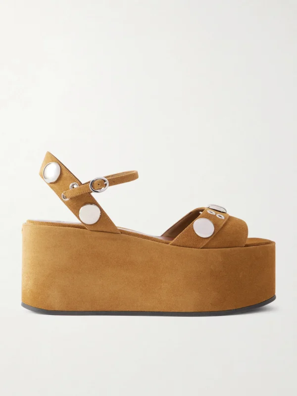 Valentino Garavani Nellcôte Embellished Suede Platform Sandals
