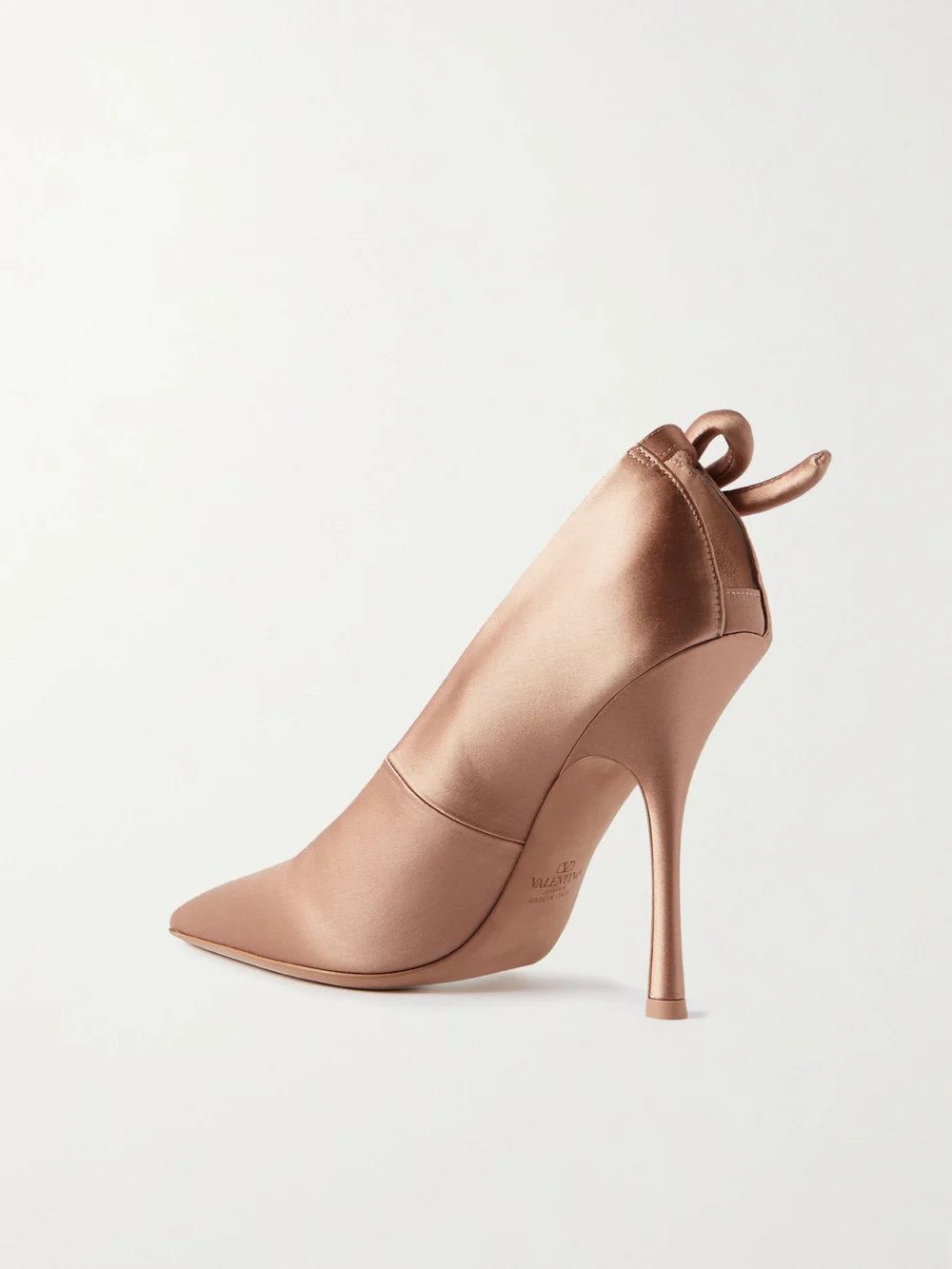 Back view of the Valentino Garavani Nite-out 110 Bow-detailed Cutout Satin Pumps
