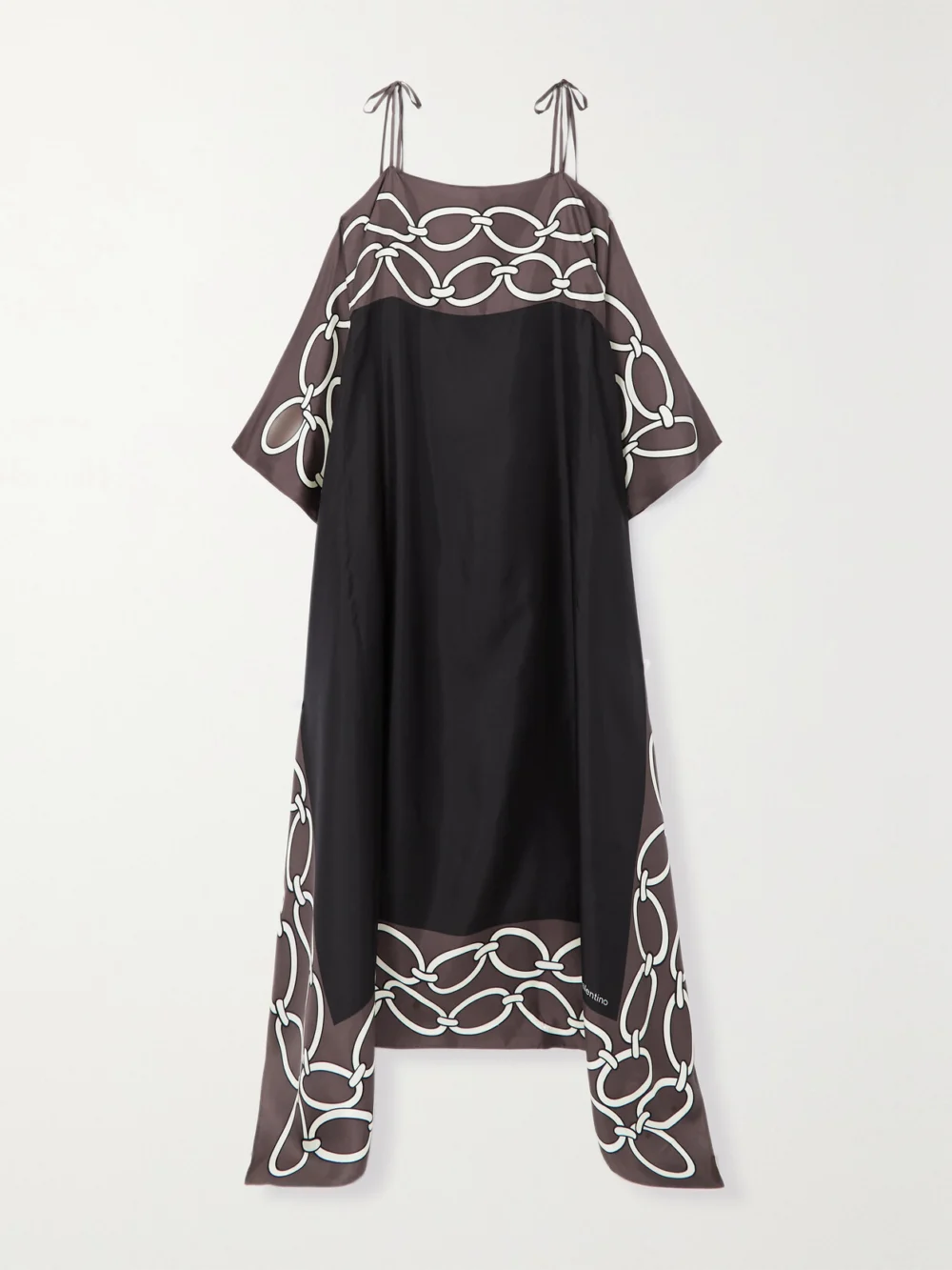 Valentino Garavani Off-the-shoulder Printed Silk Gown in brown