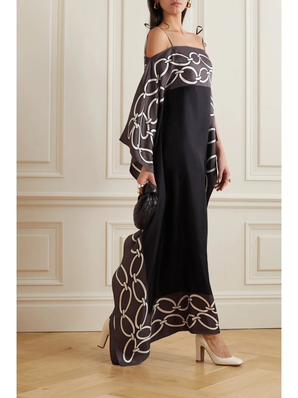 Valentino Garavani Off-the-shoulder Printed Silk Gown, worn by a model