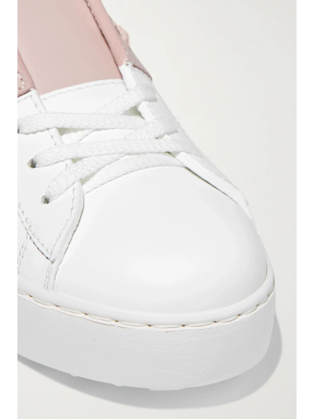 Close-up detail of the Valentino Garavani Open Two-tone Leather Sneakers