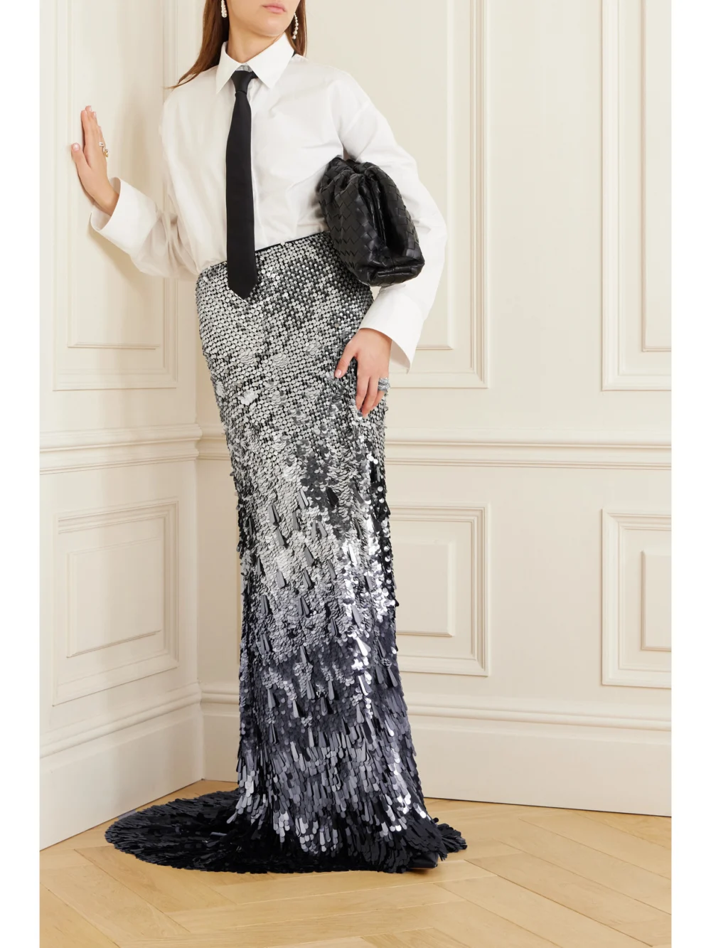 Valentino Garavani Paillette-embellished Mesh Maxi Skirt, worn by a model