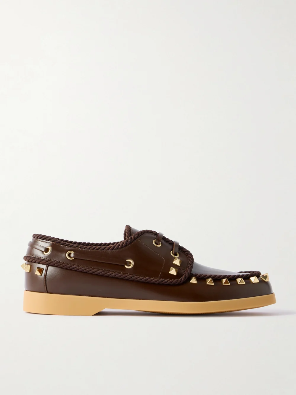 Valentino Garavani Palm Avenue Studded Leather Loafers in dark brown