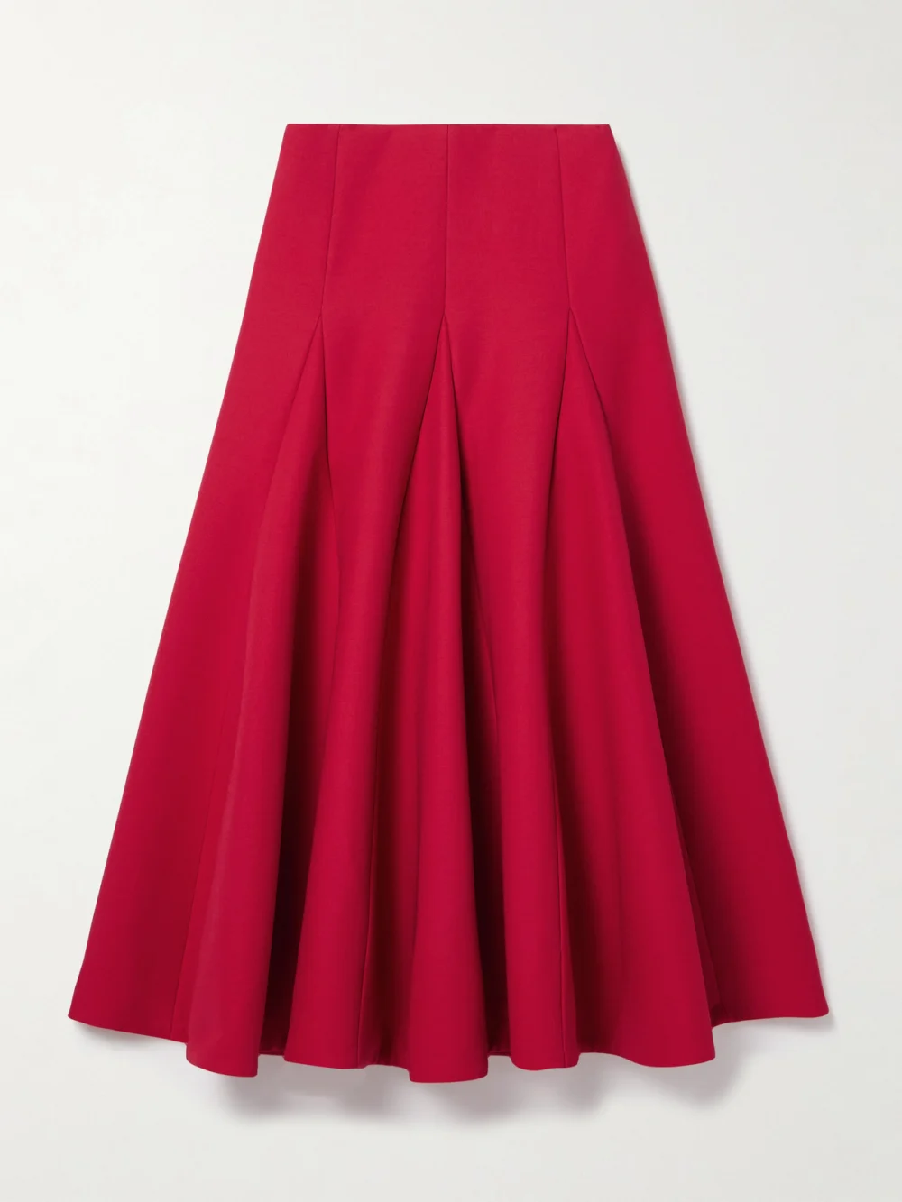 Valentino Garavani Paneled Pleated Wool and Silk-blend Crepe Midi Skirt in red