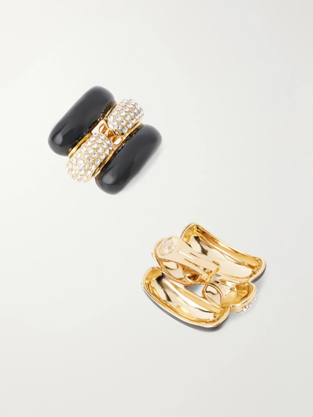 Back view of the Valentino Garavani Pas Plus Crystal-embellished Enamel Earrings