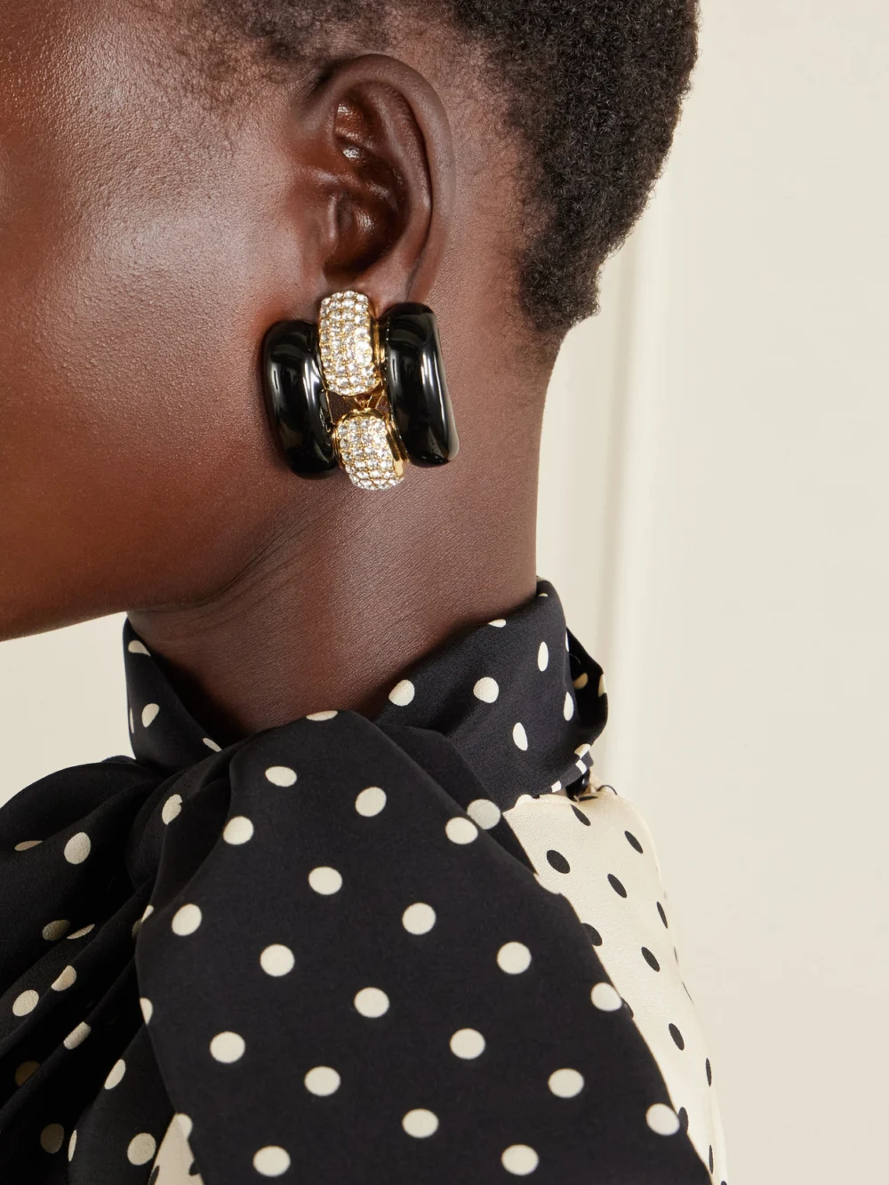 Valentino Garavani Pas Plus Crystal-embellished Enamel Earrings, styled view