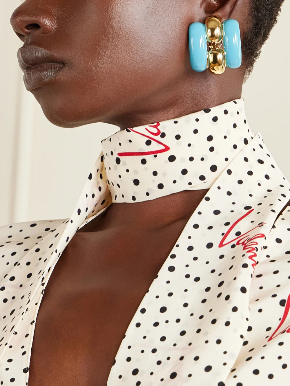 Valentino Garavani Pas Plus Enamel Earrings, styled view