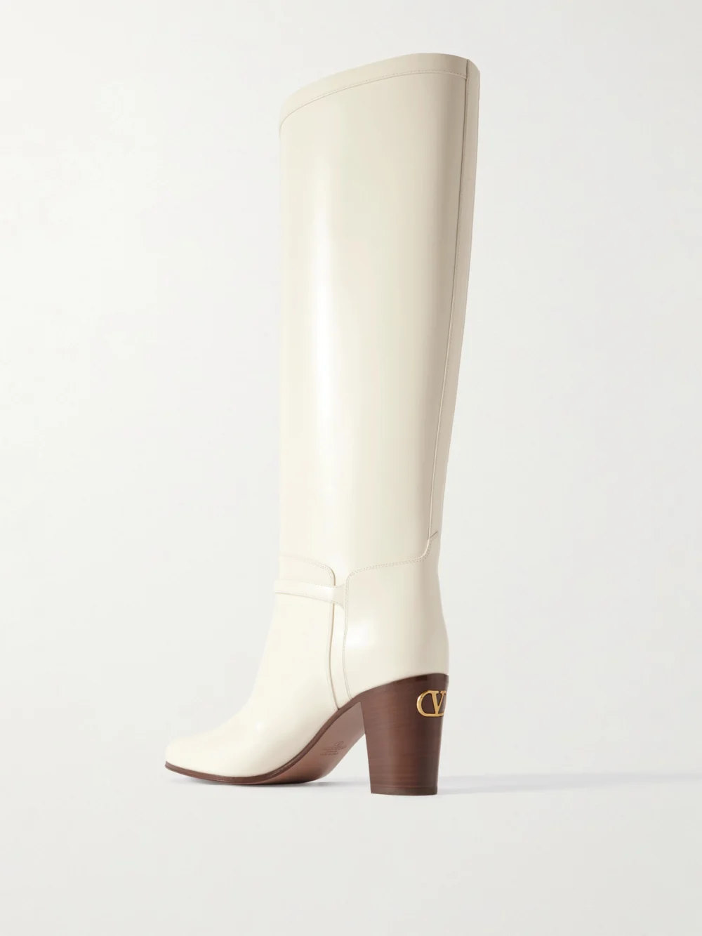 Back view of the Valentino Garavani Pattie 75 Buckle-embellished Leather Boots