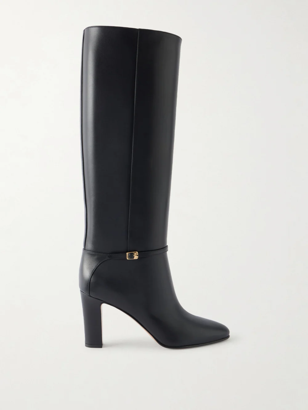 Valentino Garavani Pattie 85 Buckle-embellished Leather Knee Boots in black