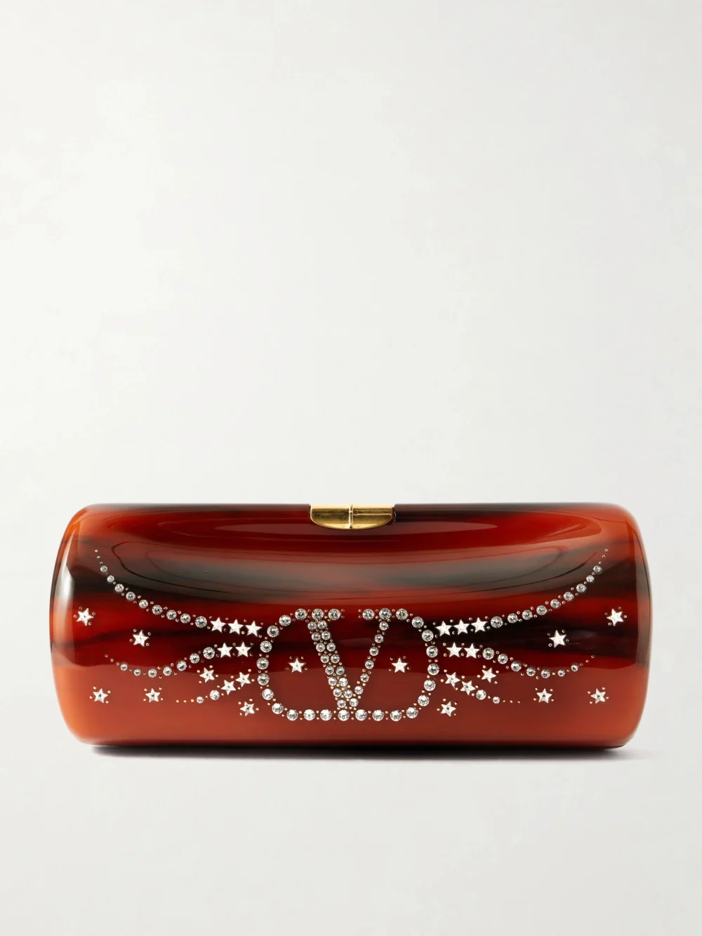 Valentino Garavani Pince Vlogo-embellished Resin Clutch in red