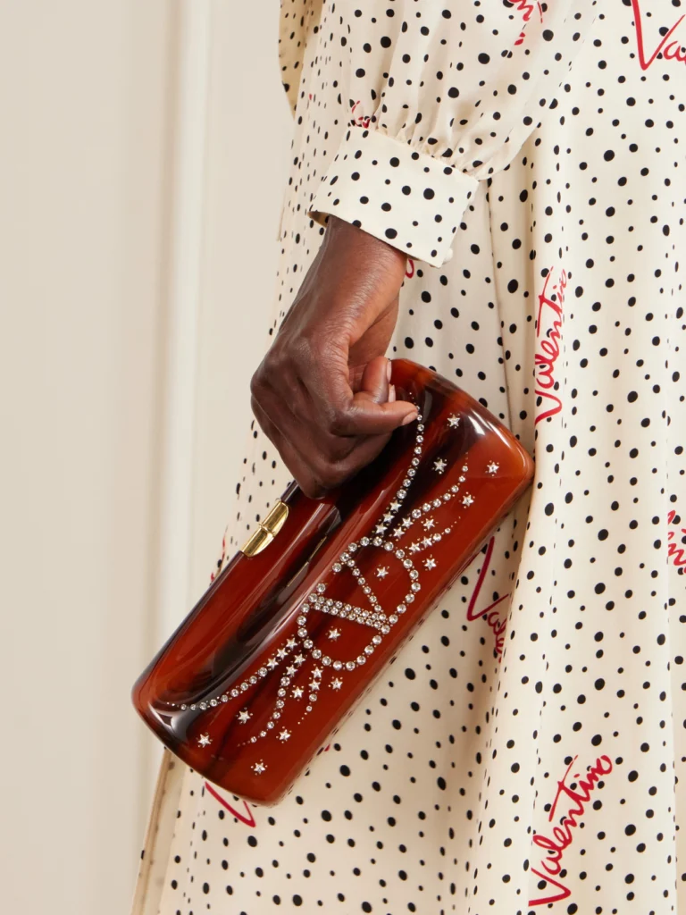 Valentino Garavani Pince Vlogo-embellished Resin Clutch