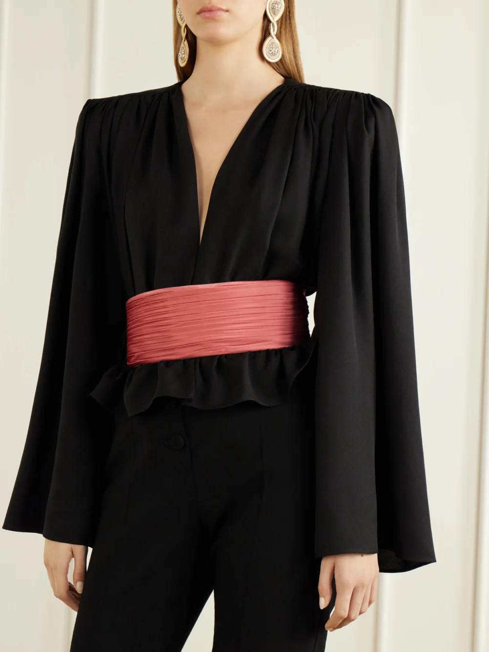 Valentino Garavani Plissé Satin Belt, styled view