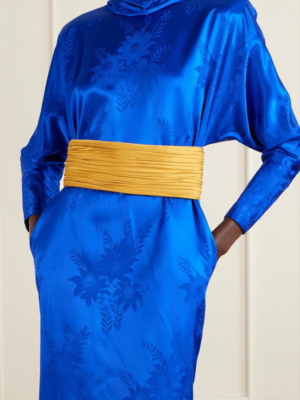 Valentino Garavani Plissé Satin Belt, styled view