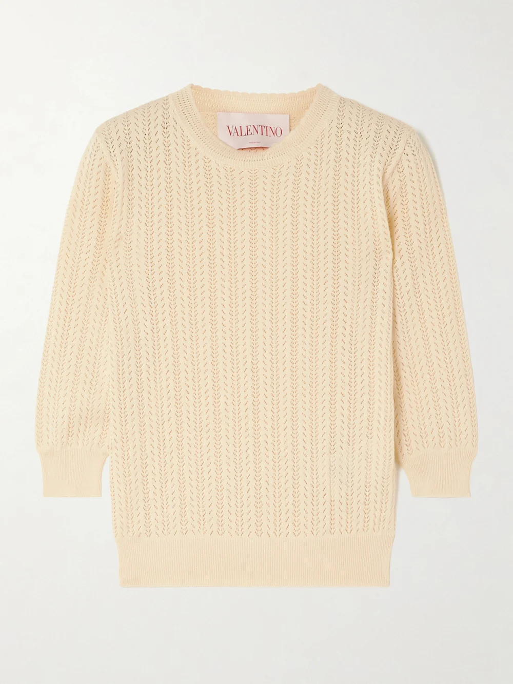 Valentino Garavani Pointelle-knit Cotton Sweater in cream