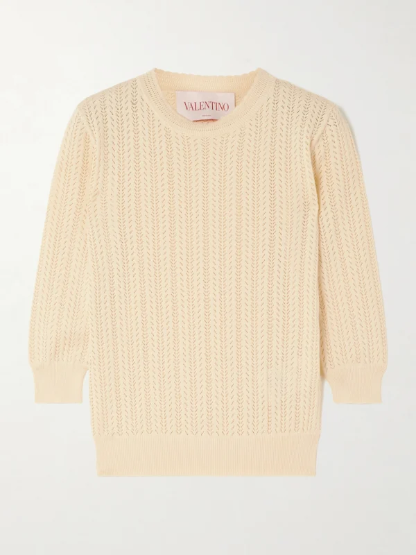 Valentino Garavani Pointelle-knit Cotton Sweater