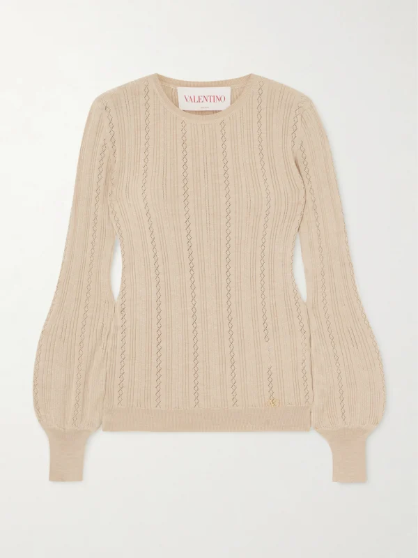 Valentino Garavani Pointelle-knit Wool Sweater
