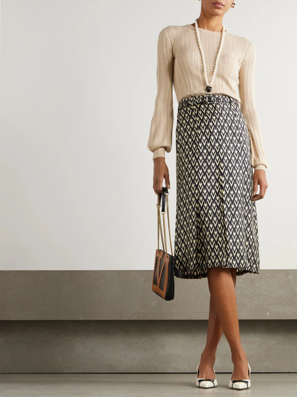Valentino Garavani Pointelle-knit Wool Sweater, worn by a model