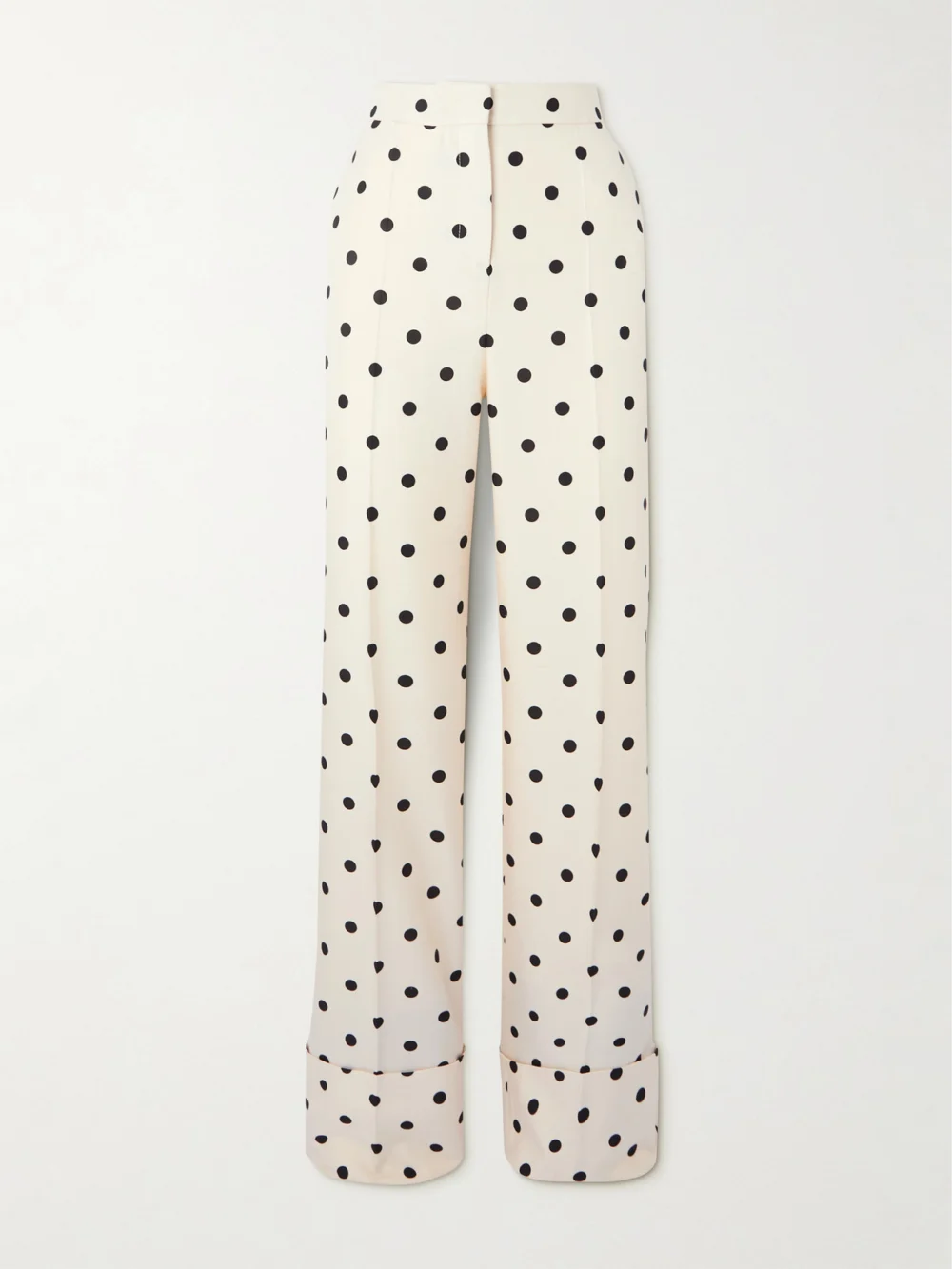 Valentino Garavani Polka-dot Silk-crepe Wide-leg Pants in white