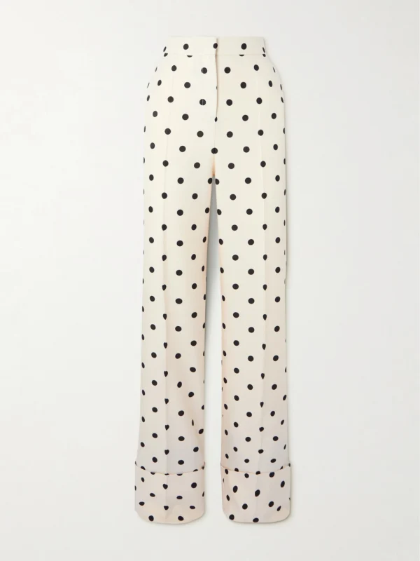 Valentino Garavani Polka-dot Silk-crepe Wide-leg Pants