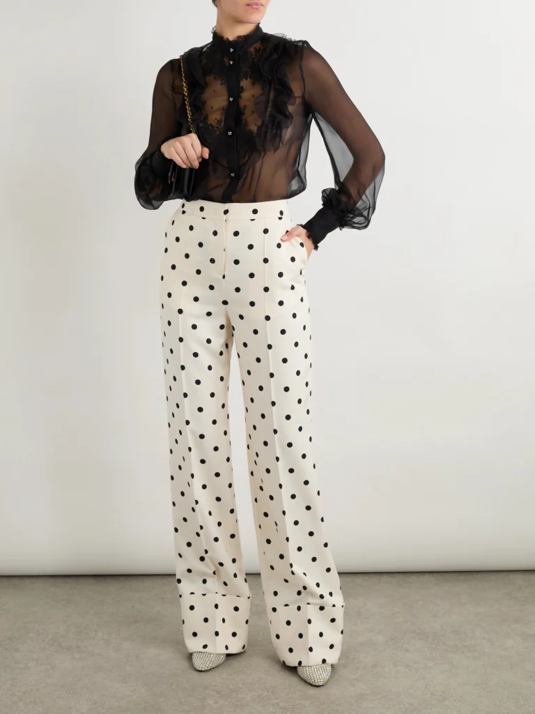 Valentino Garavani Polka-dot Silk-crepe Wide-leg Pants