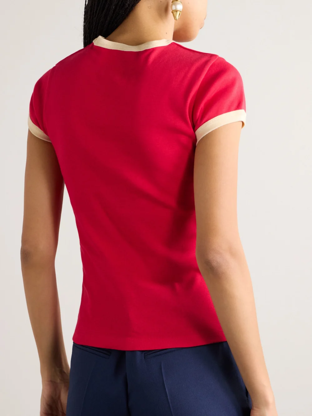 Back view of the Valentino Garavani Printed Cotton-jersey T-shirt