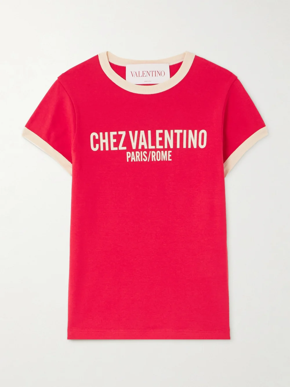 Valentino Garavani Printed Cotton-jersey T-shirt in red