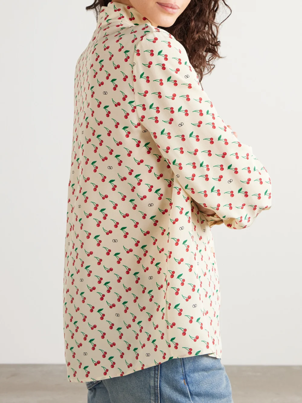 Back view of the Valentino Garavani Printed Silk Crepe De Chine Shirt