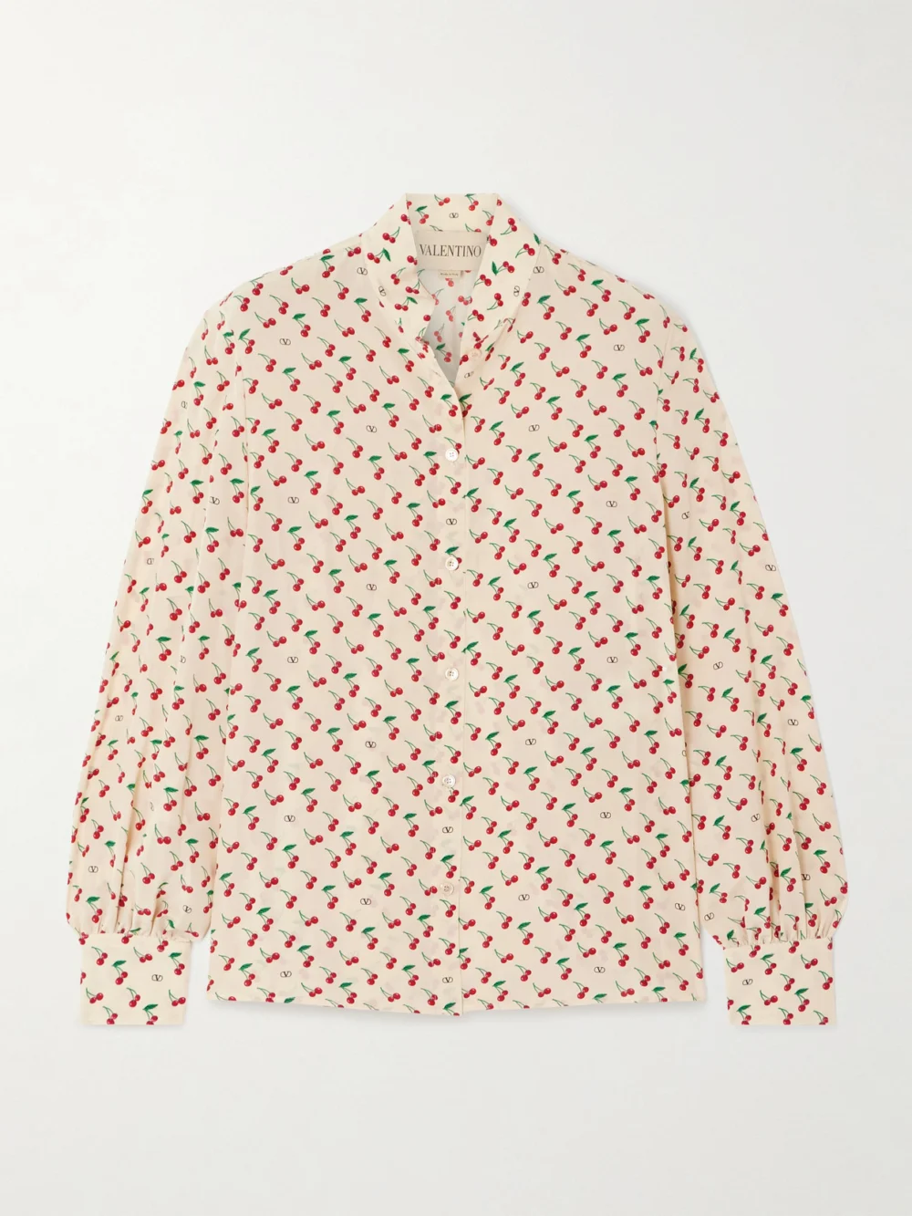 Valentino Garavani Printed Silk Crepe De Chine Shirt in cream