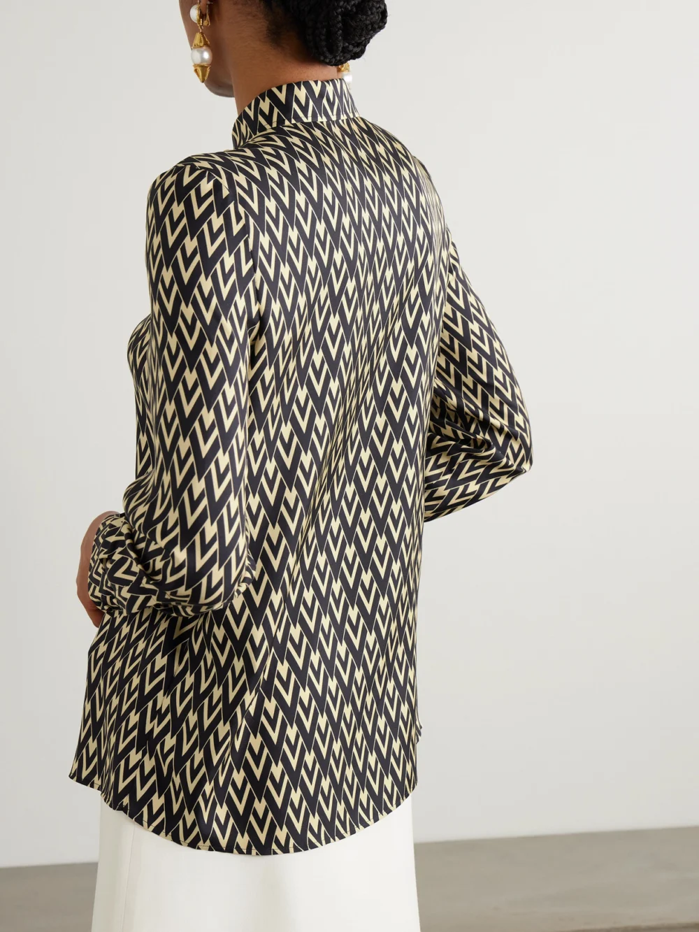 Back view of the Valentino Garavani Printed Silk-twill Shirt