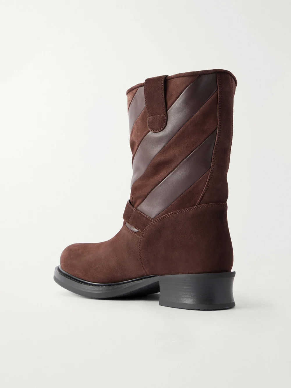 Back view of the Valentino Garavani Rayons 40 Leather-trimmed Suede Ankle Boots