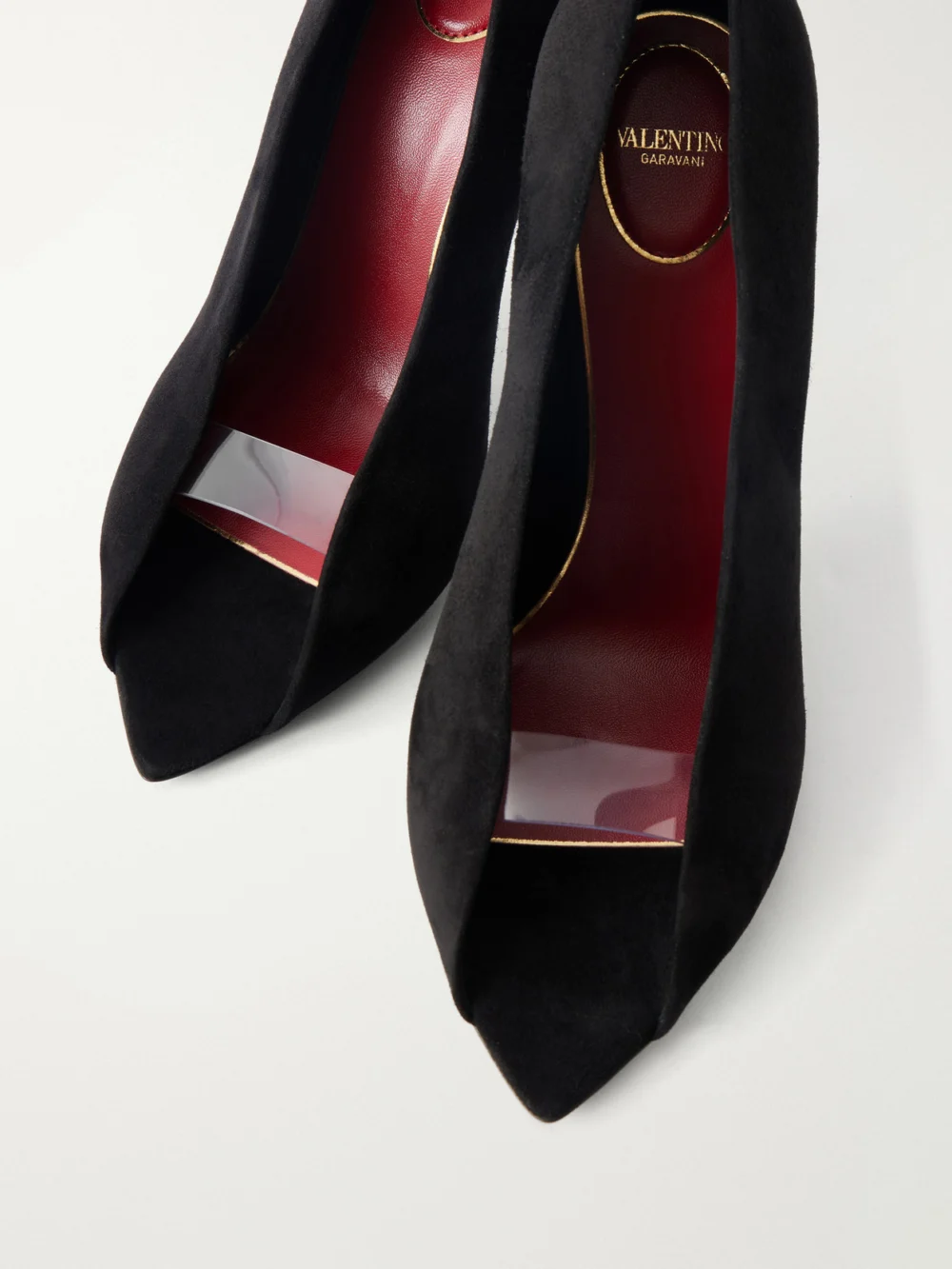 Close-up detail of the Valentino Garavani Révélé 105 Open-toe Pumps