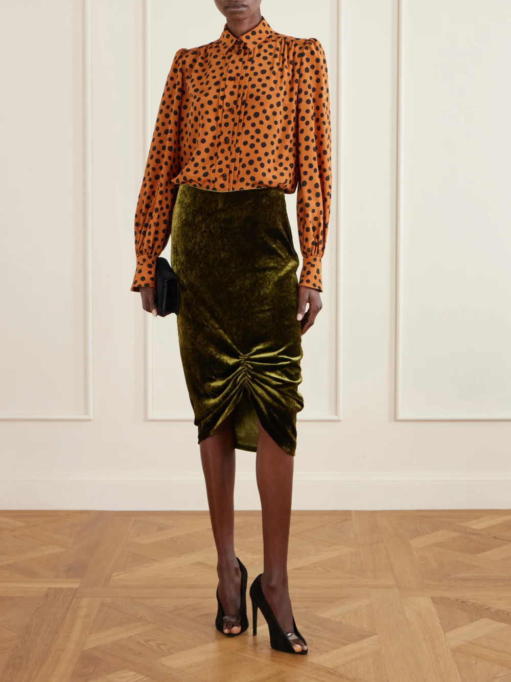 Valentino Garavani Révélé Pvc-trimmed Suede Sandals, styled view