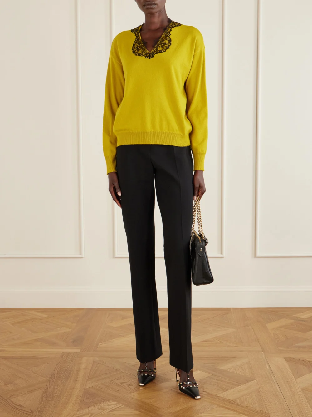 Valentino Garavani Rockstud 100 Leather Pumps, styled view