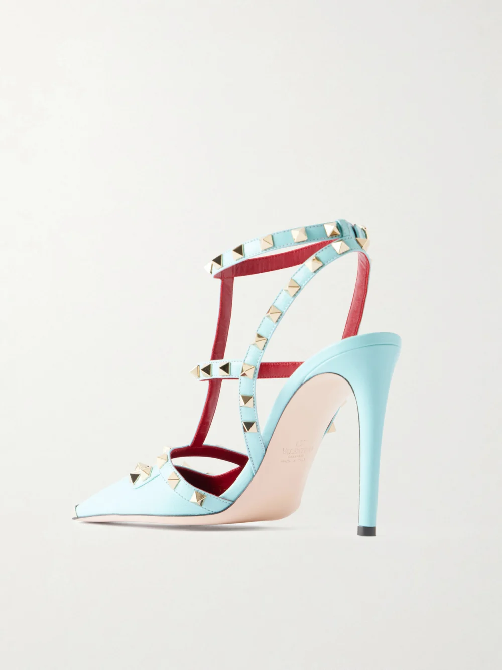 Back view of the Valentino Garavani Rockstud 100 Leather Pumps