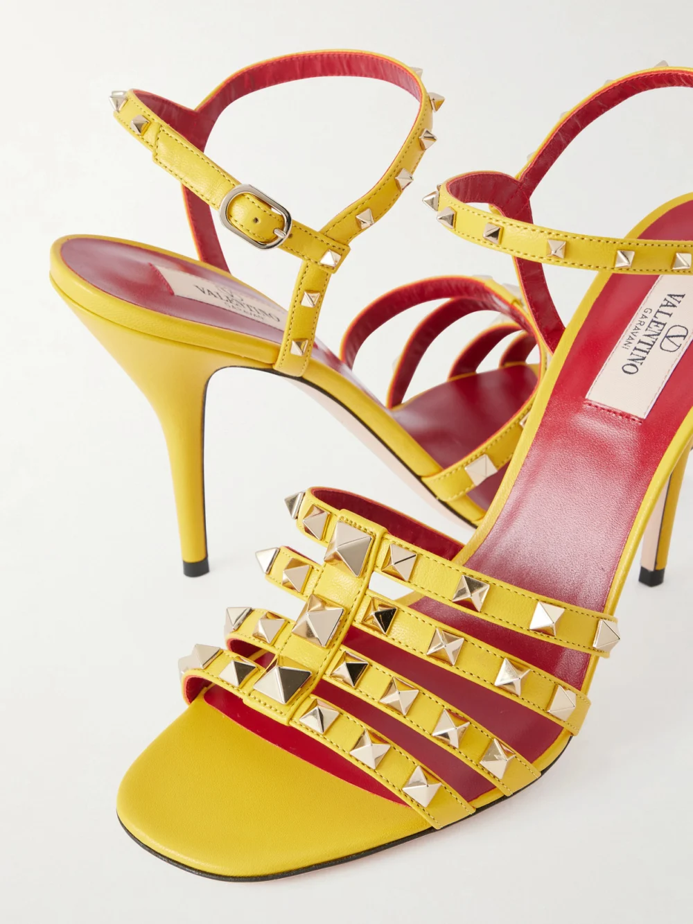 Close-up detail of the Valentino Garavani Rockstud 100 Leather Sandals