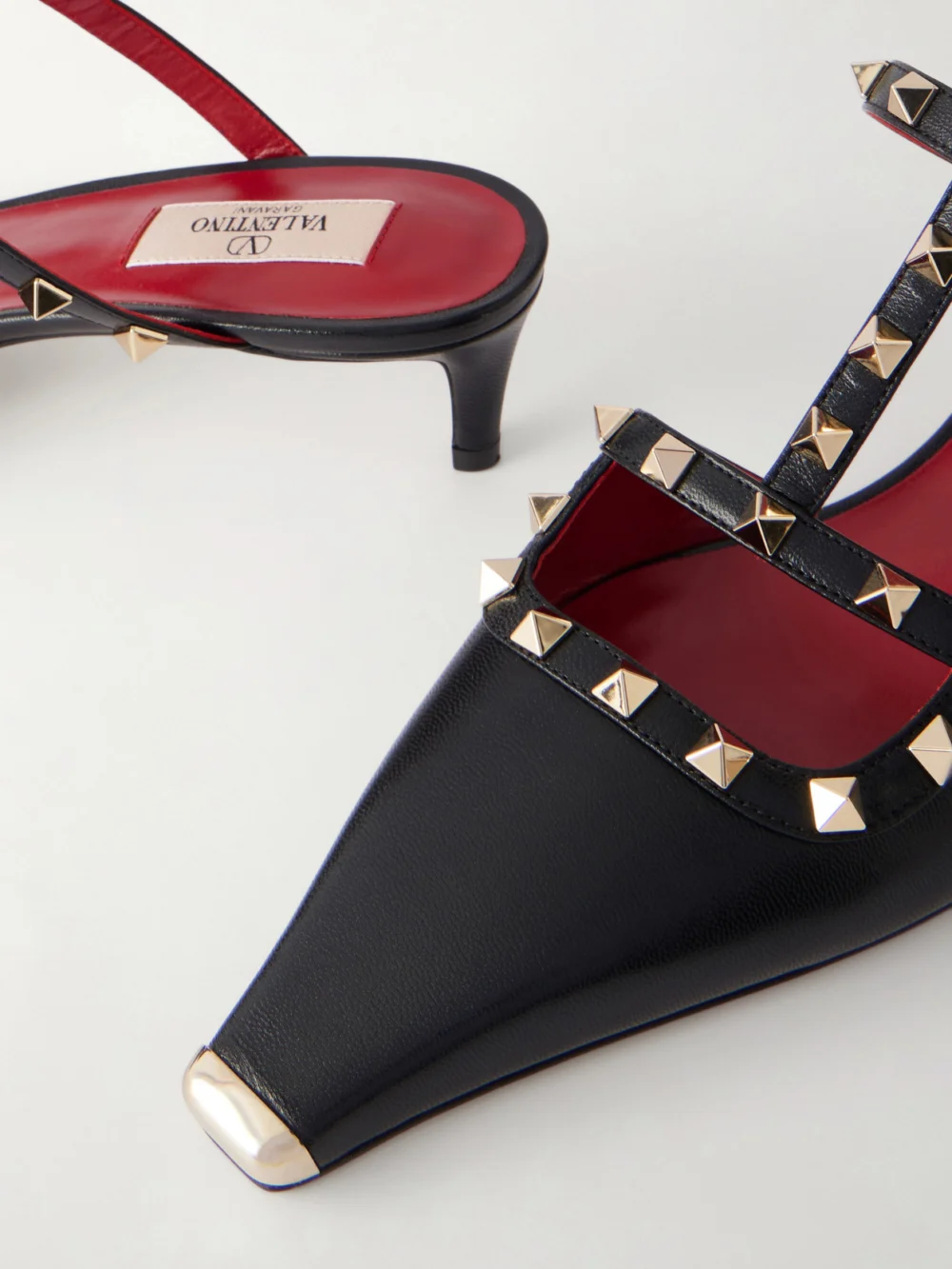 Close-up detail of the Valentino Garavani Rockstud 40 Leather Sandals
