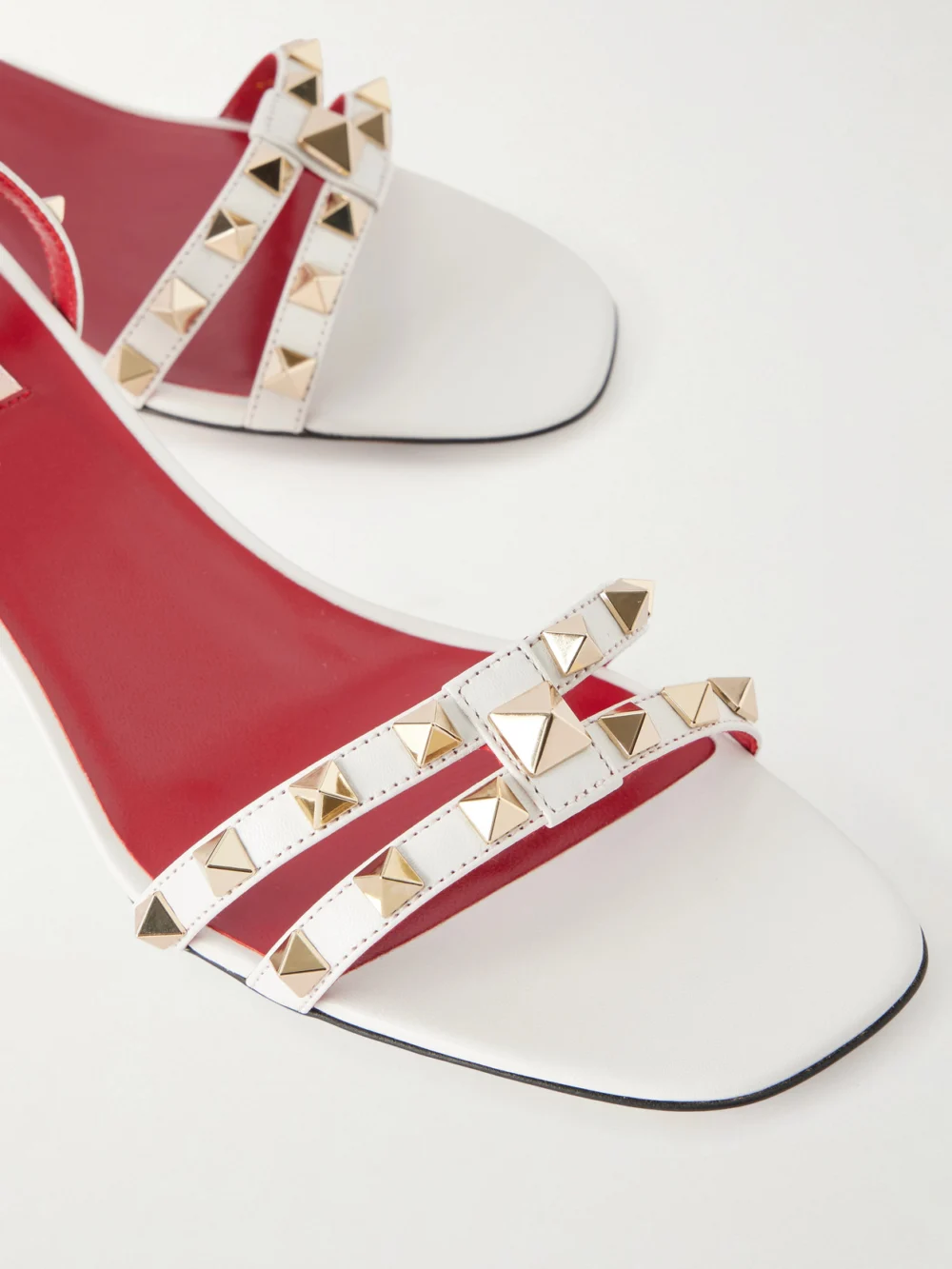 Close-up detail of the Valentino Garavani Rockstud 40 Leather Sandals