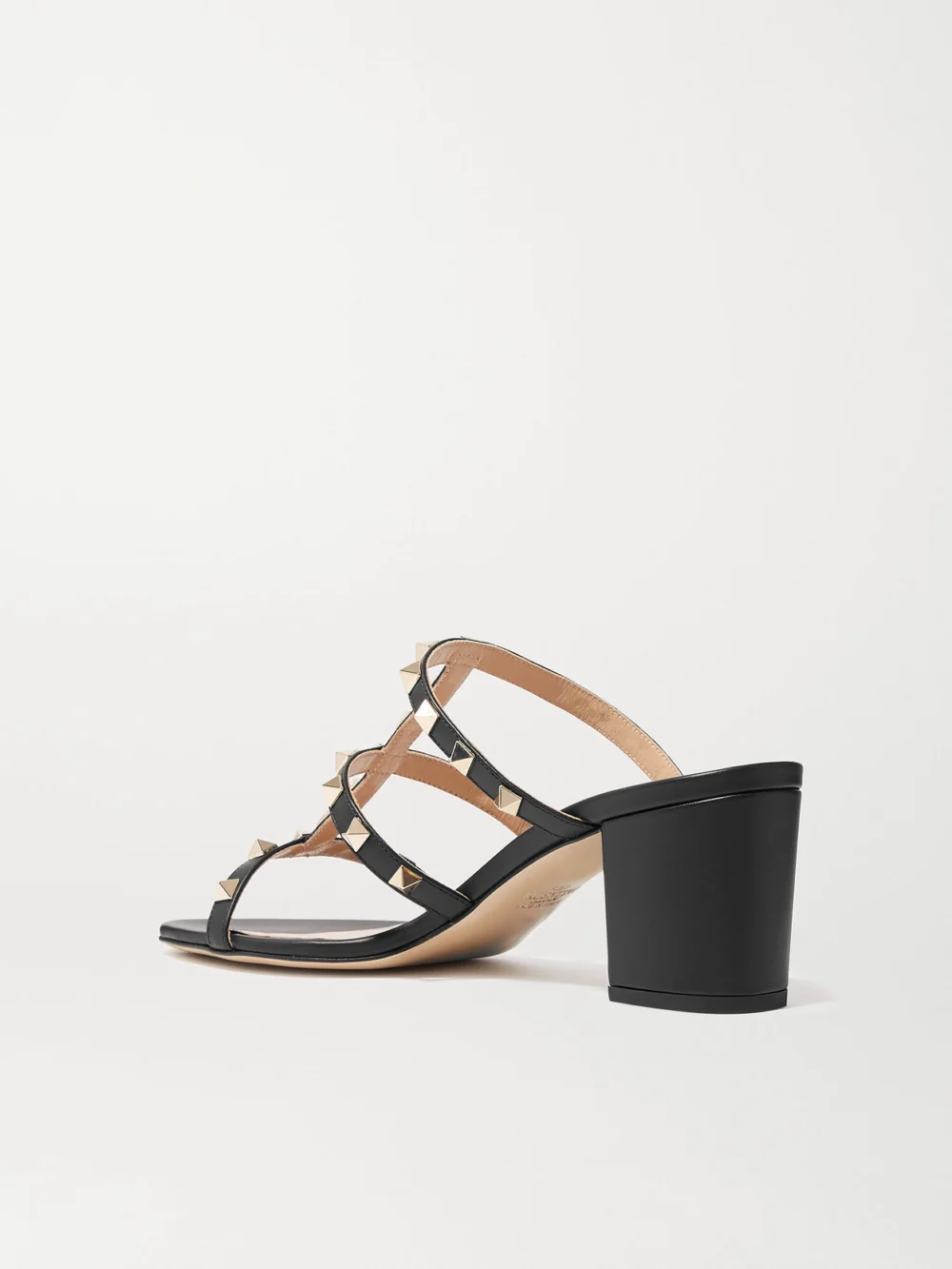 Back view of the Valentino Garavani Rockstud 60 Leather Mules