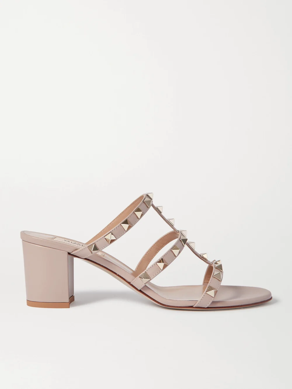 Valentino Garavani Rockstud 60 Leather Mules in neutral