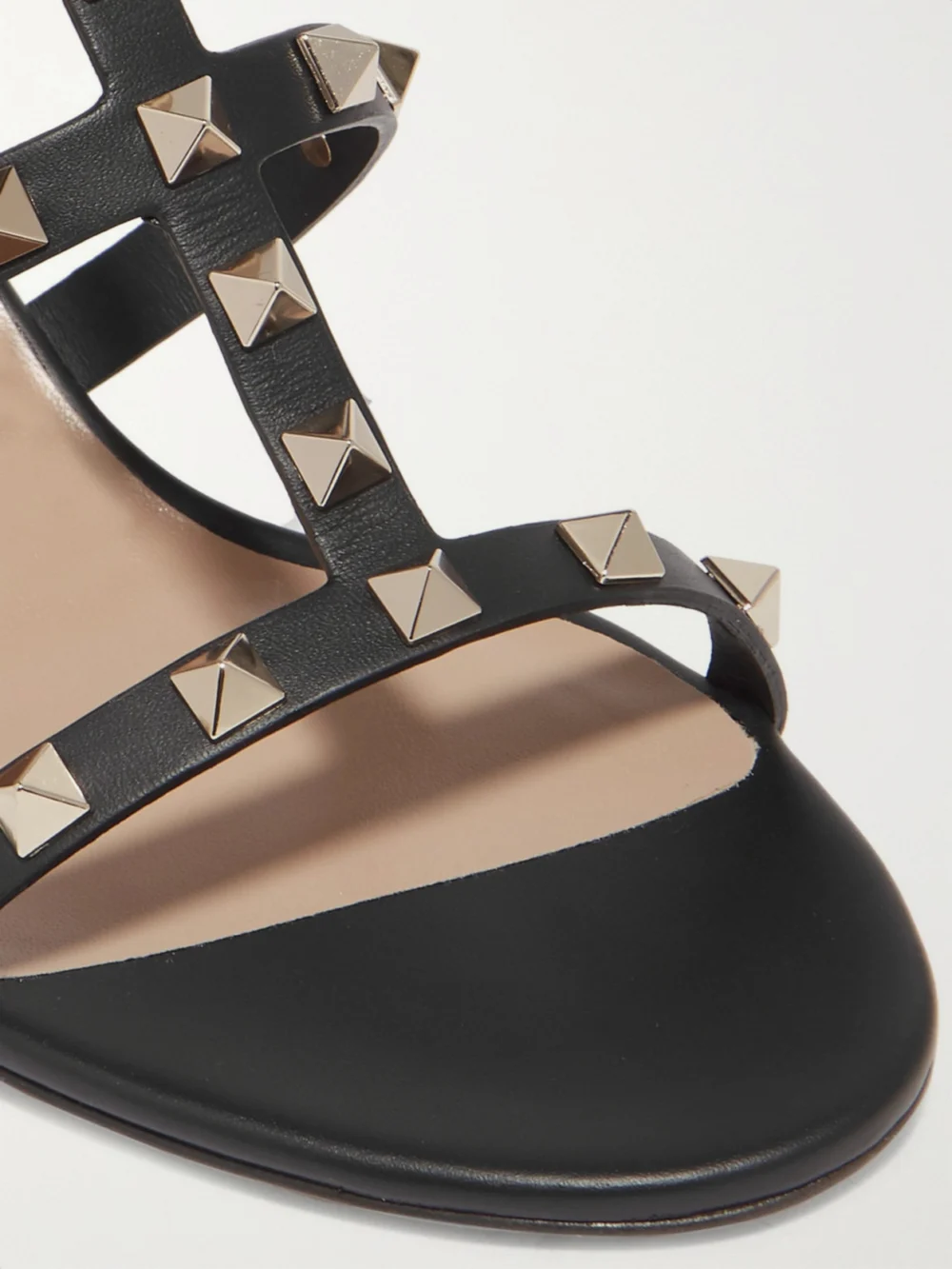 Close-up detail of the Valentino Garavani Rockstud 60 Leather Sandals