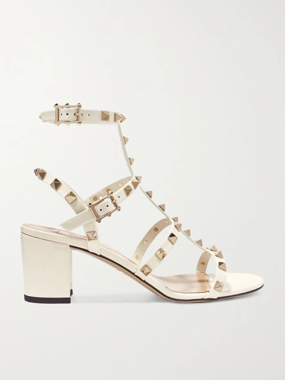 Valentino Garavani Rockstud 60 Leather Sandals in ivory