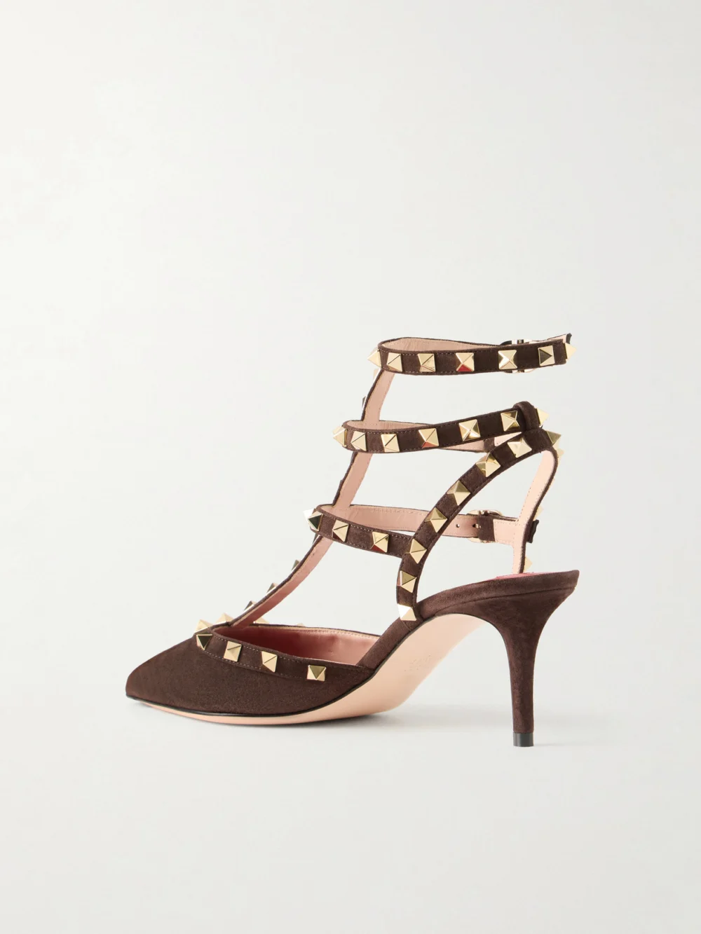 Back view of the Valentino Garavani Rockstud 65 Suede Pumps