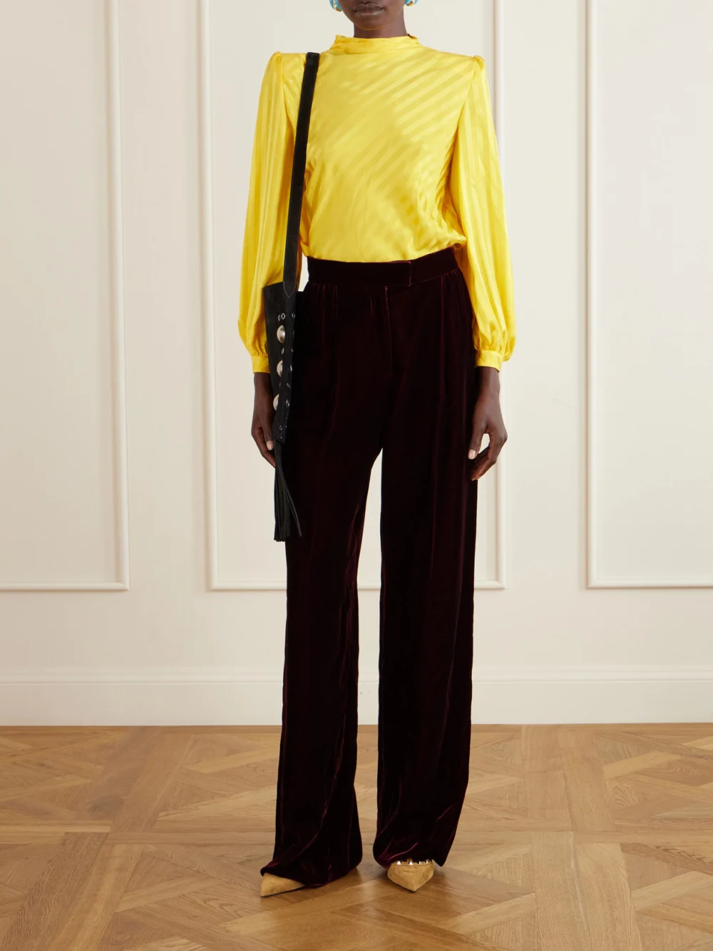 Valentino Garavani Rockstud 65 Suede Pumps, styled view