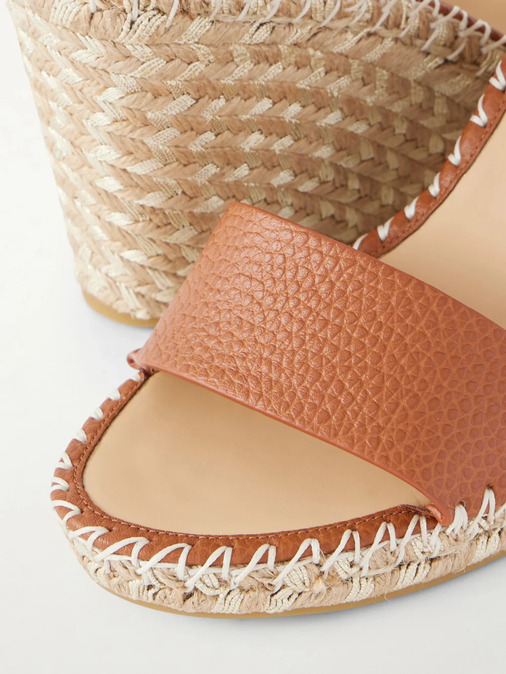 Close-up detail of the Valentino Garavani Rockstud Double Leather Espadrillas Sandals