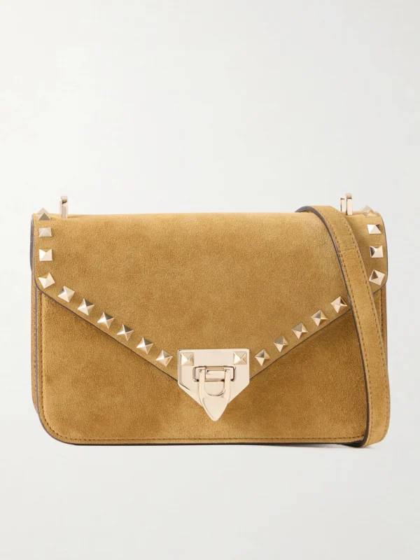 Valentino Garavani Rockstud Embellished Suede Shoulder Bag