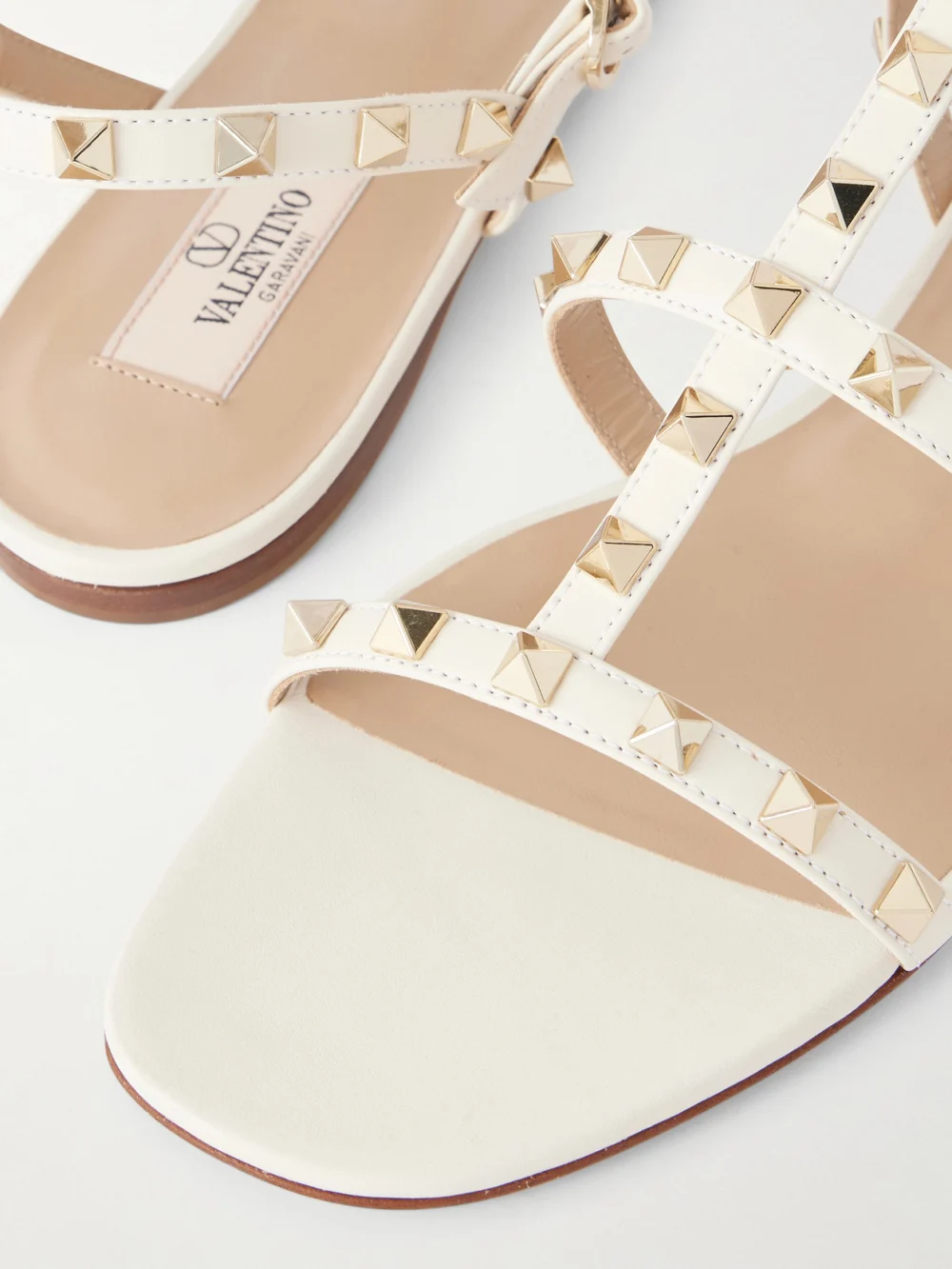 Close-up detail of the Valentino Garavani Rockstud Leather Sandals