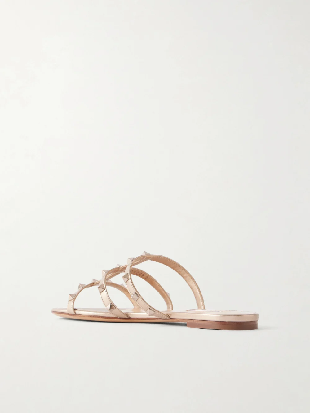 Back view of the Valentino Garavani Rockstud Metallic Leather Sandals